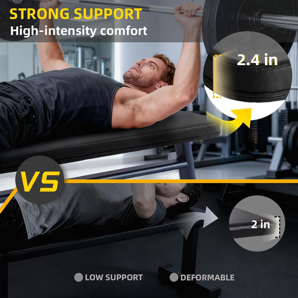 Thick Padded Heavy Duty Flat Weight Bench