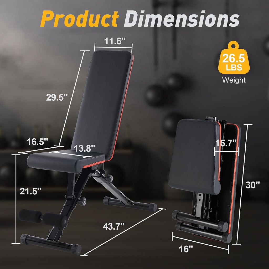 Foldable Heavy Duty Adjustable Weight Bench
