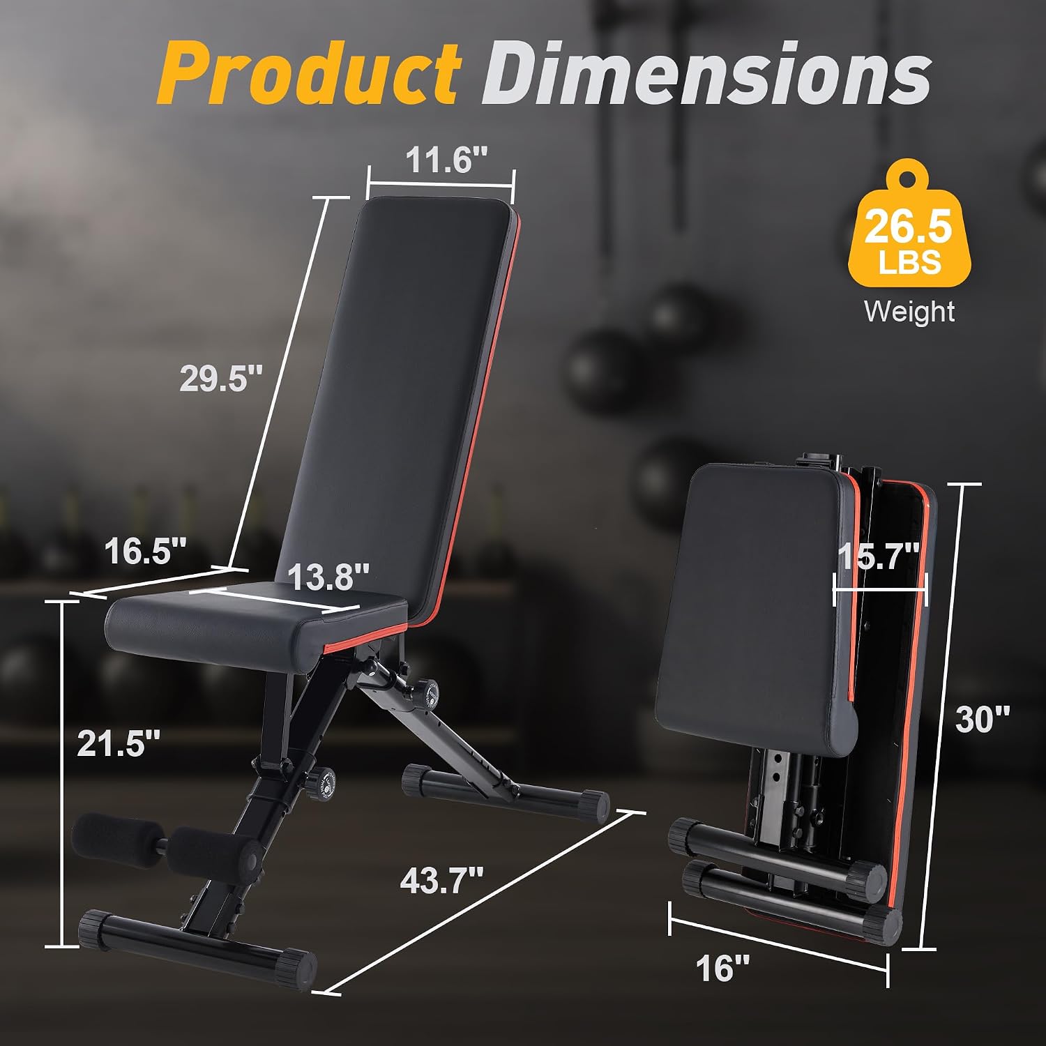 Foldable Heavy Duty Adjustable Weight Bench