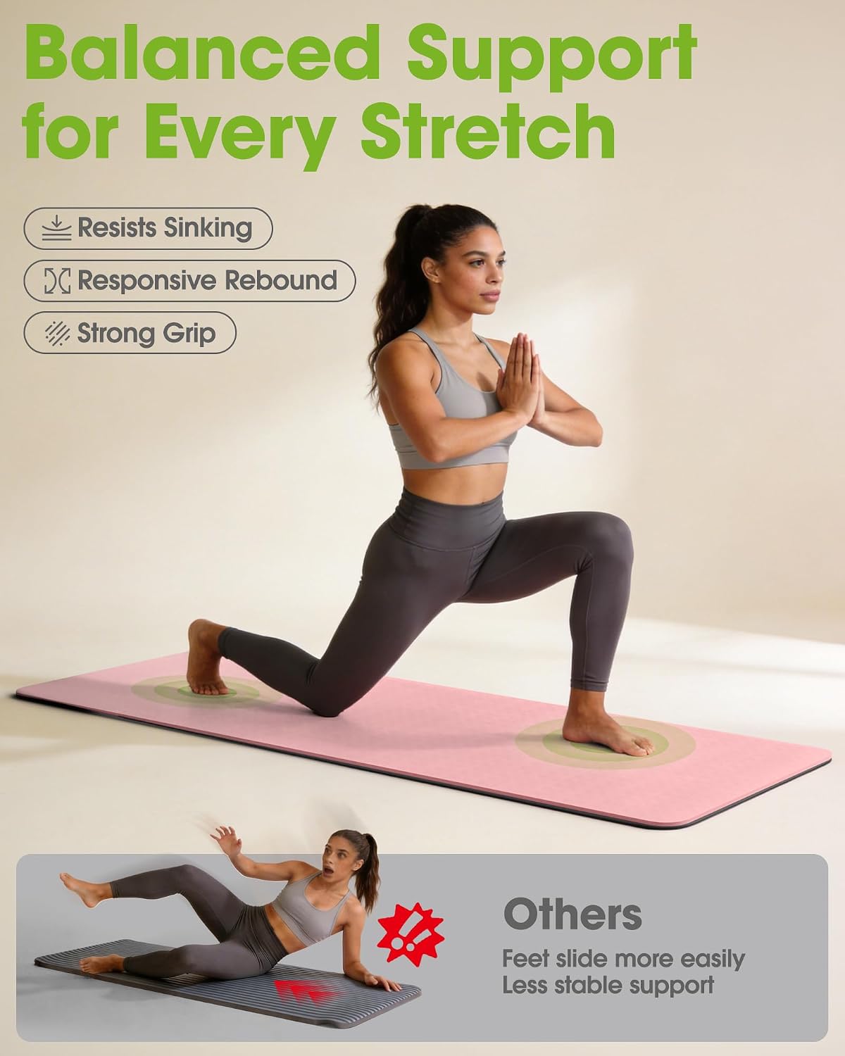 Dual Sided Portable TPE Non Slip Yoga Mat