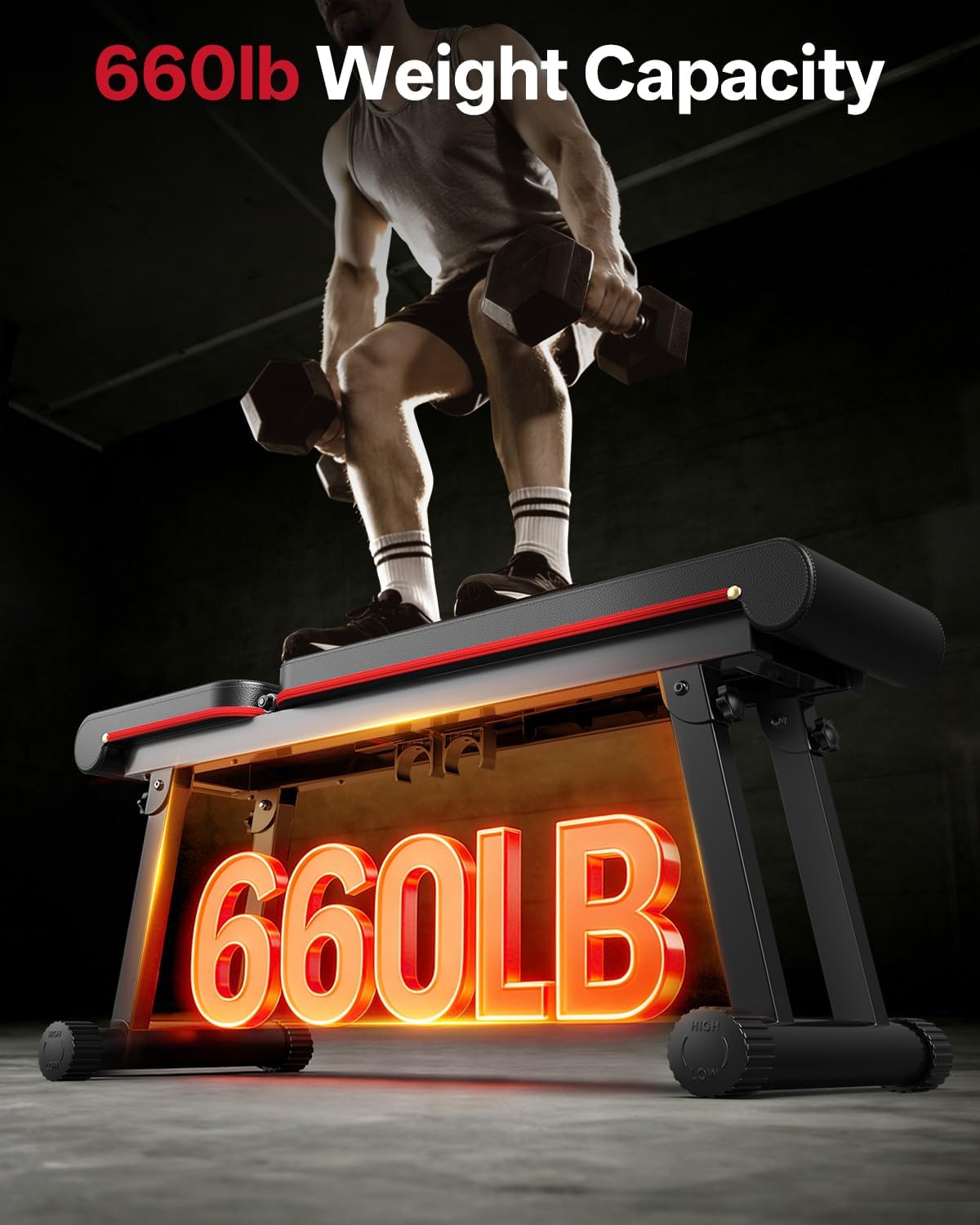 Foldable Adjustable Heavy Workout Weight Bench
