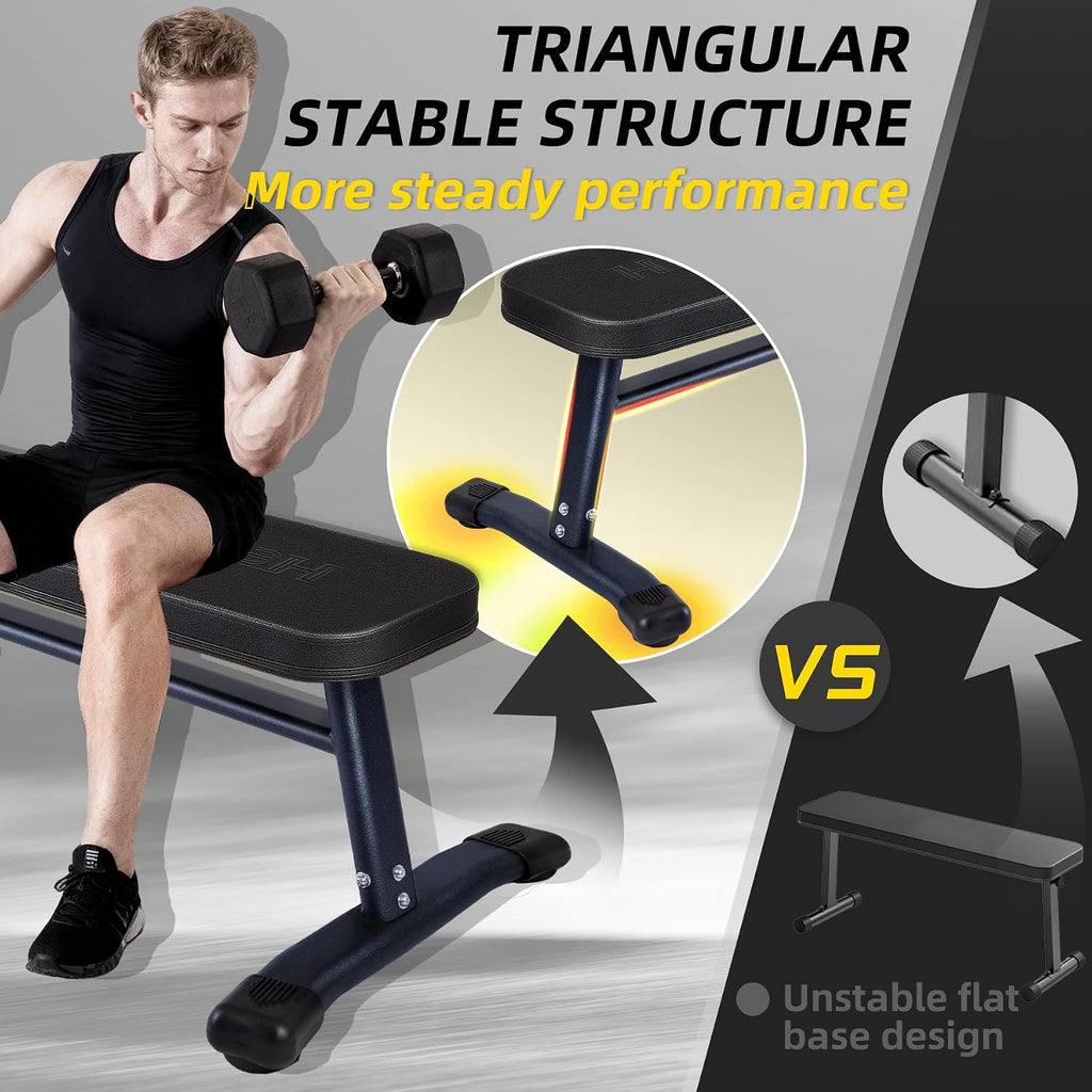 Thick Padded Heavy Duty Flat Weight Bench