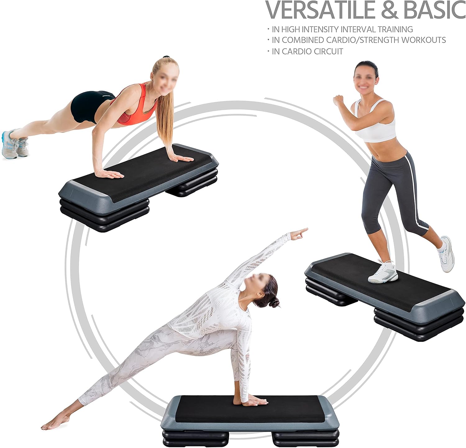 Adjustable 3-Tier Large Aerobic Step Platform
