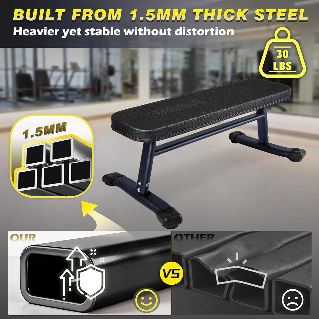 Thick Padded Heavy Duty Flat Weight Bench