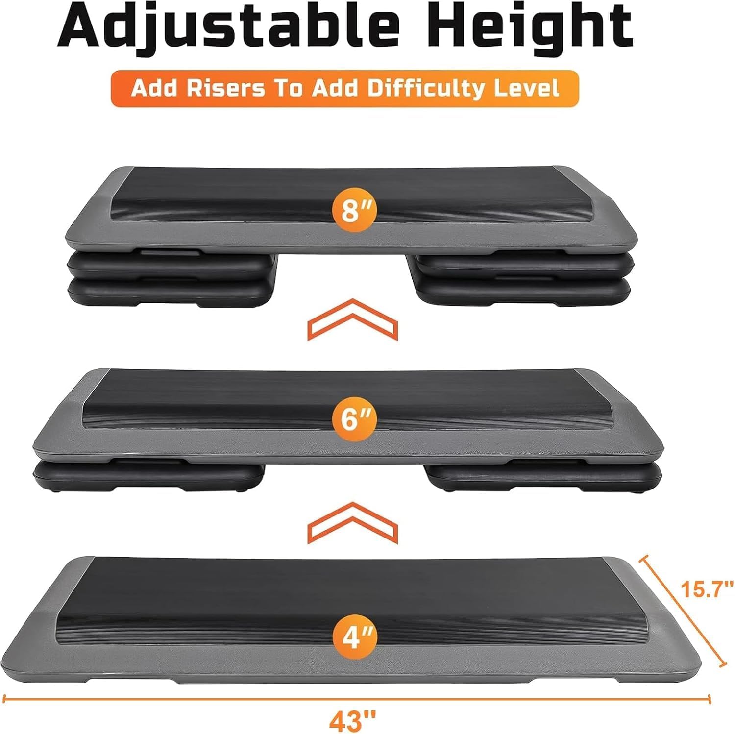 Adjustable Aerobic Step Platform With Risers