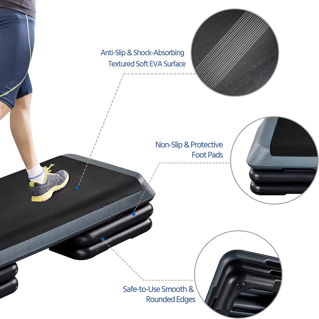 Adjustable 3-Tier Large Aerobic Step Platform