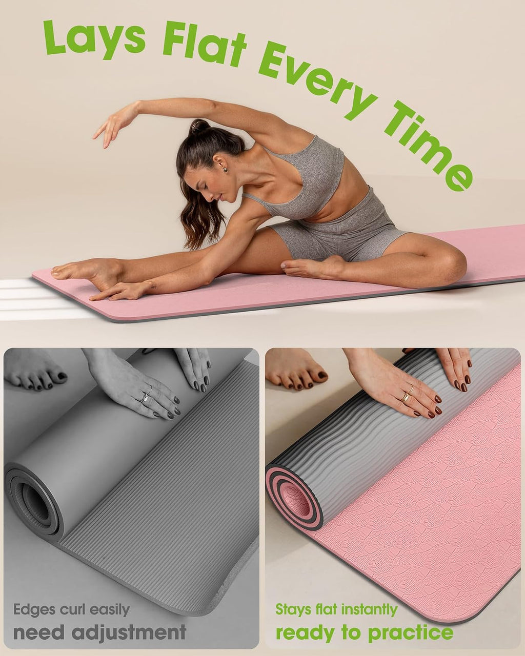 Dual Sided Portable TPE Non Slip Yoga Mat