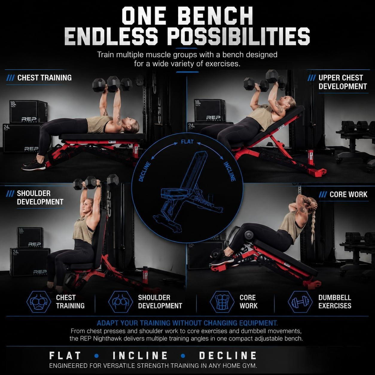 Foldable FID Heavy Duty Fitness Bench